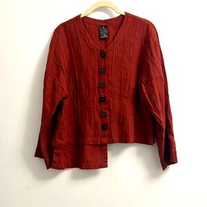 Kaliyana Artwear Stitch Layer Crop Jacket- Cardigan - Red- Size S/M